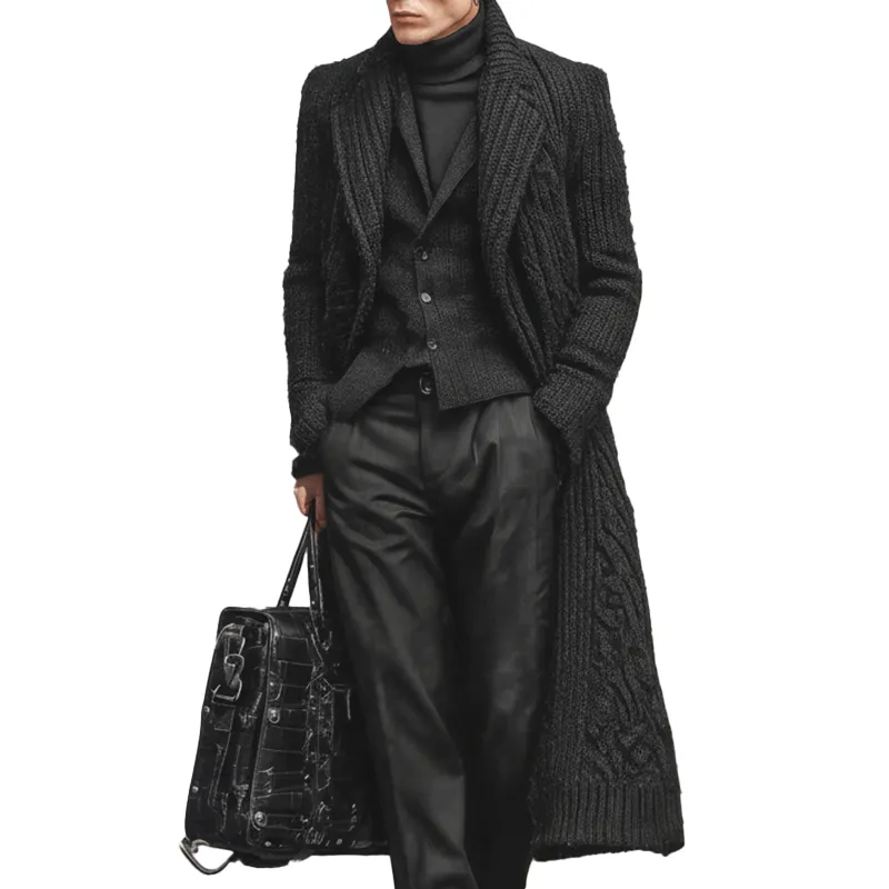 Men's Winter Fashion Hemp Pattern Cotton Knitted Long Cardigan MTA2530I7P sold by Manly