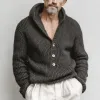 Men's Classic Casual Hooded Henley Collar Loose Sweater MTA2832I6K sold by Manly
