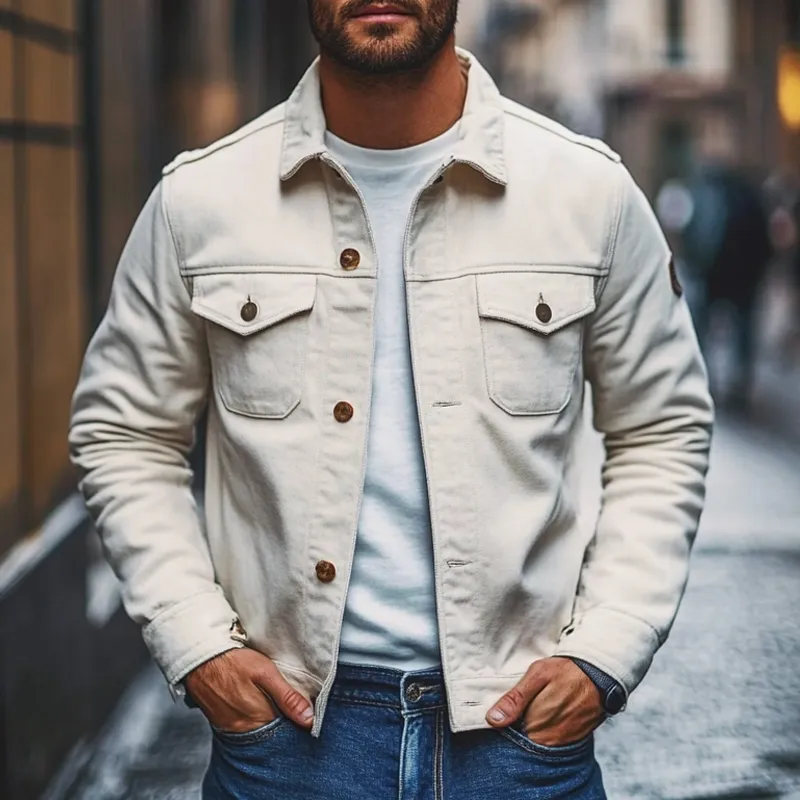 Men's Casual Solid Color Cotton Lapel Jacket MTA2816I1X sold by Manly product image thumbnail 2