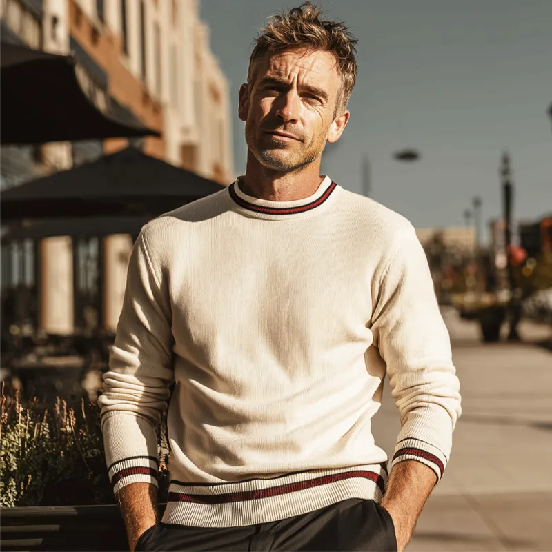 Men's Classic Color-block Crew Neck Knitted Sweater MTA2408I9U sold by Manly product image thumbnail 2