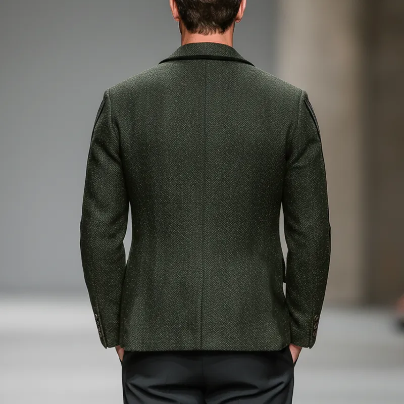 Men's Winter Fashion Contrast Edge Herringbone Faux Wool Double-breasted Jacket MTA2830I6P sold by Manly product image thumbnail 3