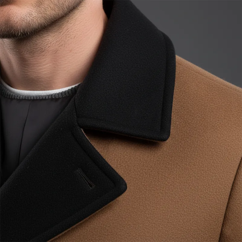 Men's Winter Fashion Contrast Color Stitching Faux Wool Double-breasted Coat MTA2827I8P sold by Manly product image thumbnail 5