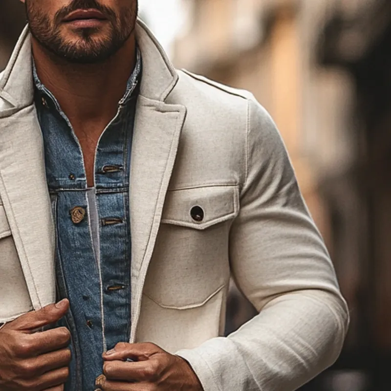 Men's Solid Blend Multi-pocket Button Coat MTA2847I2X sold by Manly product image thumbnail 4