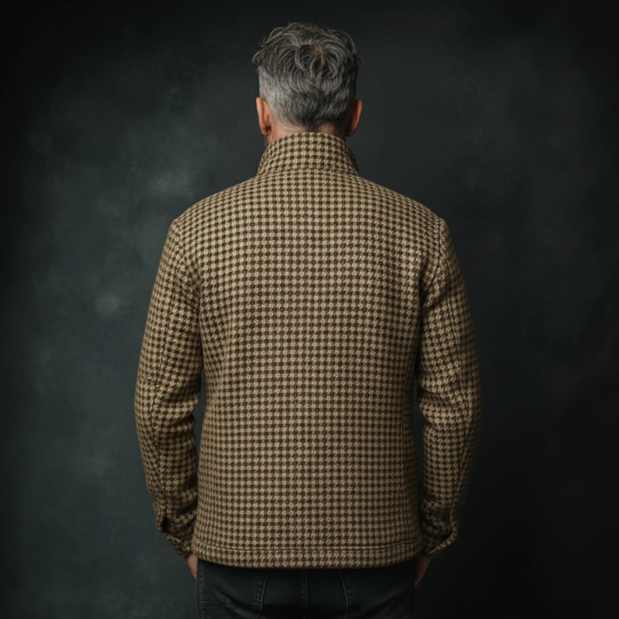 Men's Classic Casual Stand-up Collar Faux Houndstooth Multi-pocket Jacket MTA3087I6K sold by Manly product image thumbnail 5