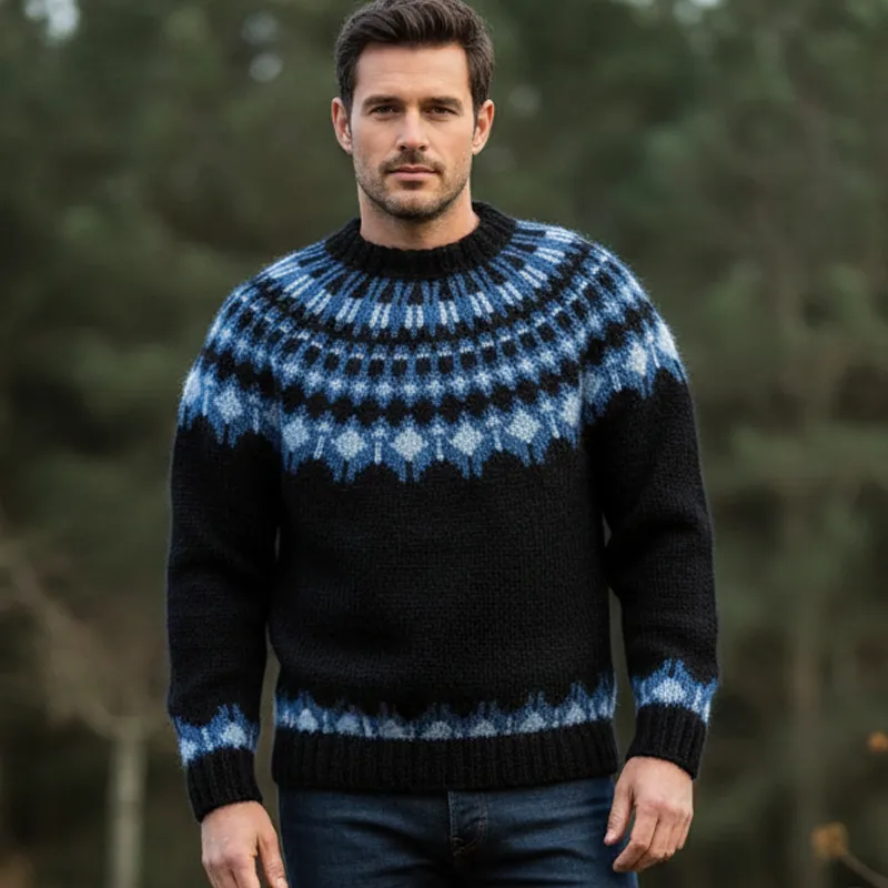 Men's Crew Neck Classic Jacquard Warm Sweater MTA3063I1U sold by Manly product image thumbnail 2