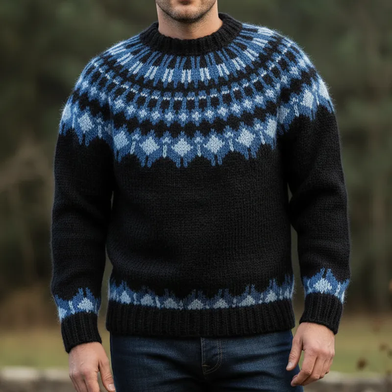 Men's Crew Neck Classic Jacquard Warm Sweater MTA3063I1U sold by Manly product image thumbnail 3