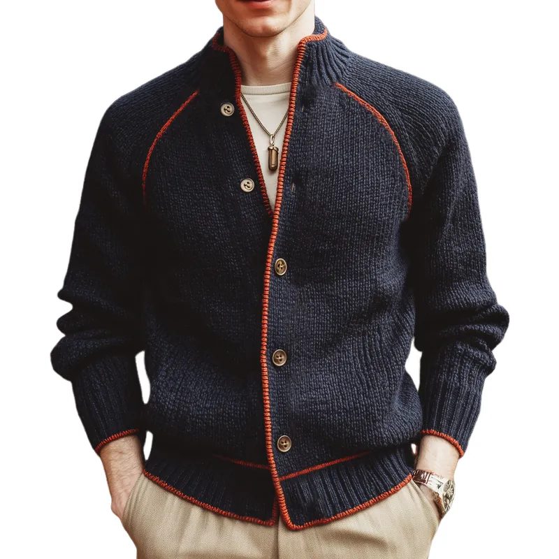 Men's Classic Elegant Stand Collar Button Knit Cardigan MTA3068I7U sold by Manly