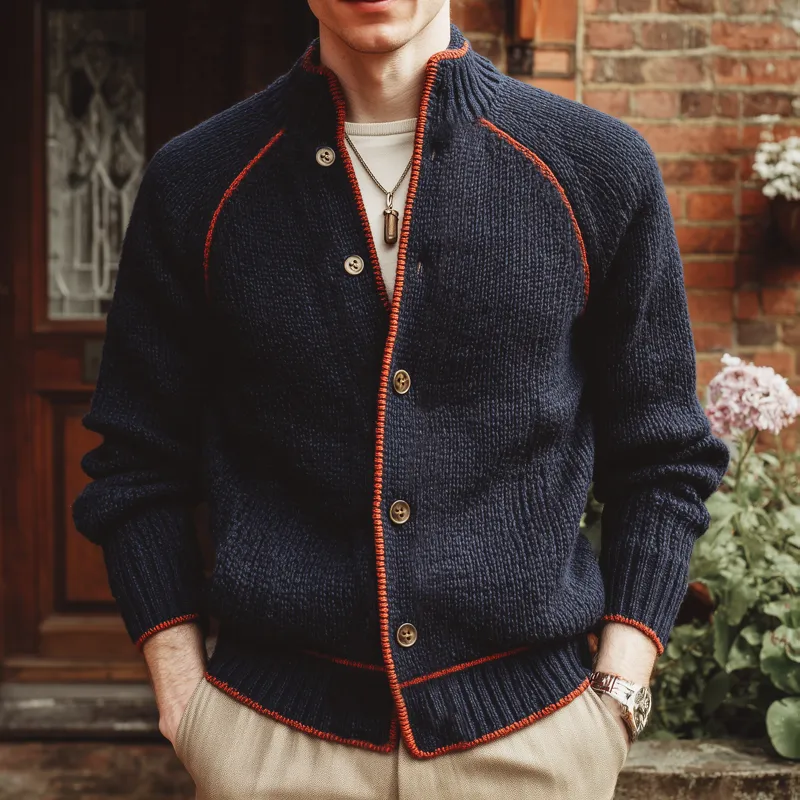 Men's Classic Elegant Stand Collar Button Knit Cardigan MTA3068I7U sold by Manly product image thumbnail 2