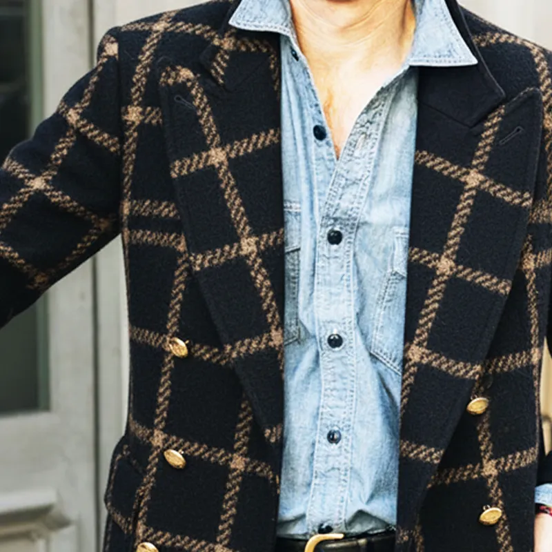 Men's Classic Vintage Plaid Double-breasted Short Coat MTA2987I2U sold by Manly product image thumbnail 3