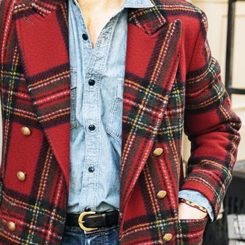 Men's Autumn And Winter Classic Plaid Double-breasted Short Coat MTA3079I4U sold by Manly product image thumbnail 3
