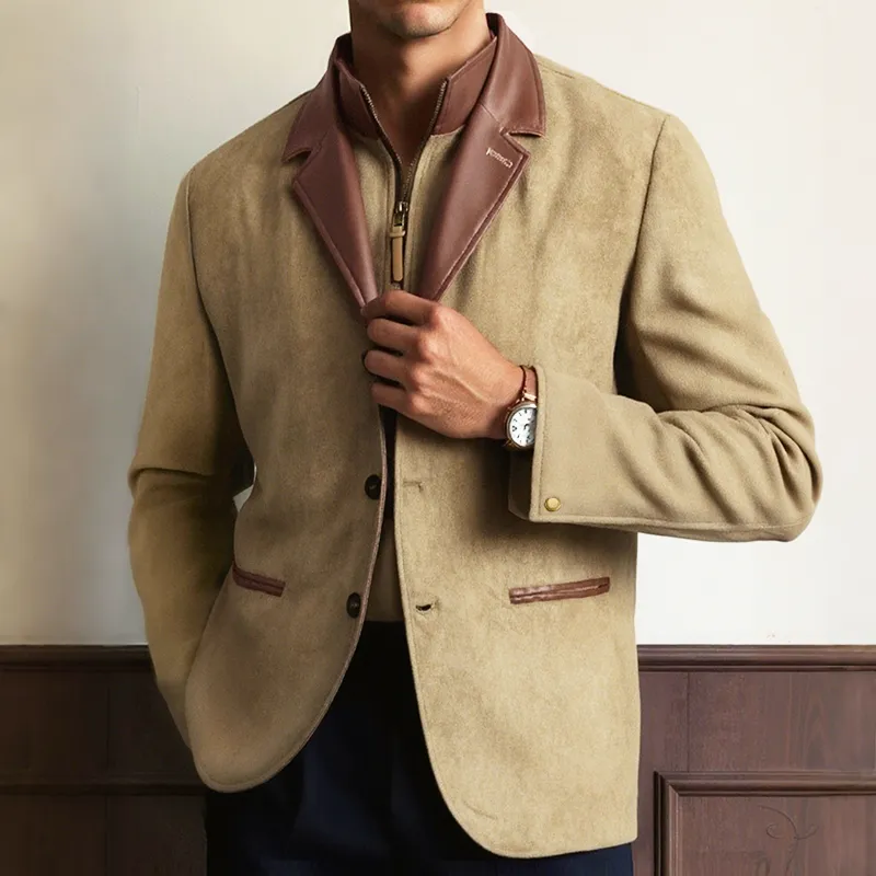 Men's Vintage Casual Faux Leather & Suede Double Collar Western Style Jacket MTA3036I7TO sold by Manly product image thumbnail 4