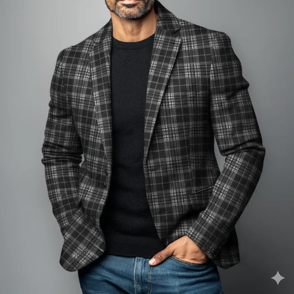 Men's Retro Casual Business Plaid Blazer MTA2926I1TO sold by Manly product image thumbnail 2