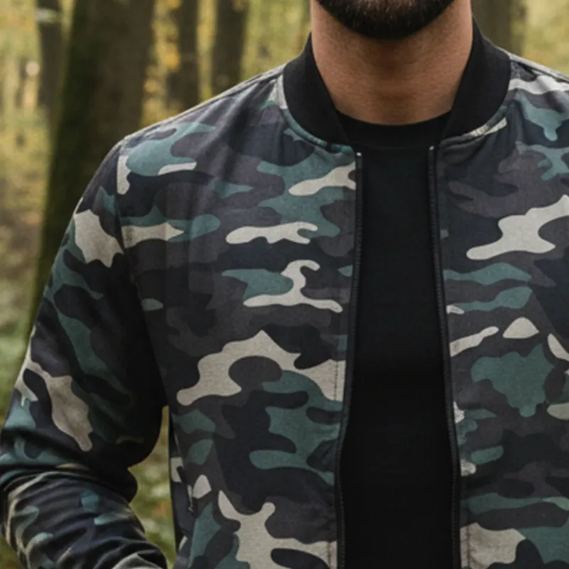 Men's Retro Casual Camouflage Print Canvas Wear-Resistant Outdoor Bomber Jacket MTA2941I7TO sold by Manly product image thumbnail 4