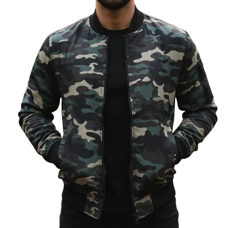 Men's Retro Casual Camouflage Print Canvas Wear-Resistant Outdoor Bomber Jacket MTA2941I7TO sold by Manly