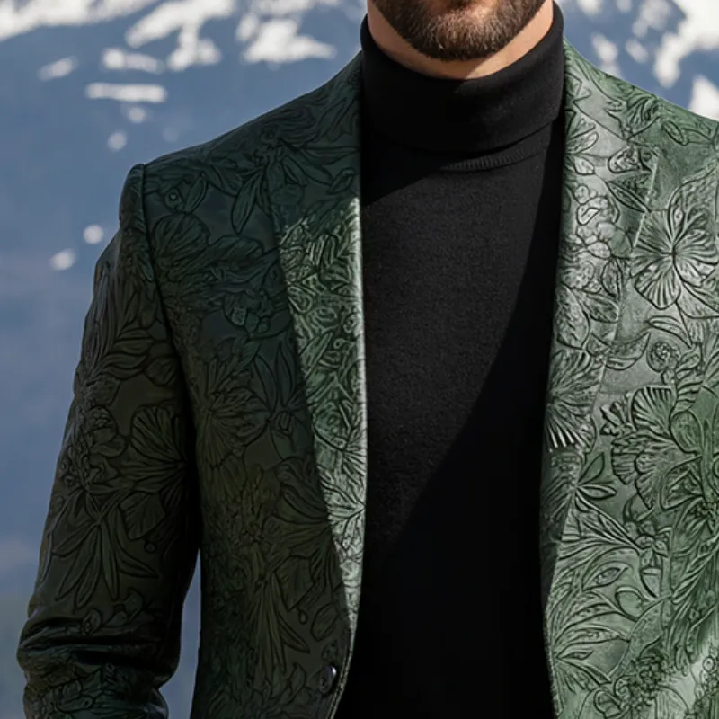 Men's Vintage Casual Faux Leather Embossed Blazer MTA2909I8TO sold by Manly product image thumbnail 4