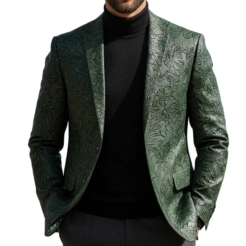 Men's Vintage Casual Faux Leather Embossed Blazer MTA2909I8TO sold by Manly