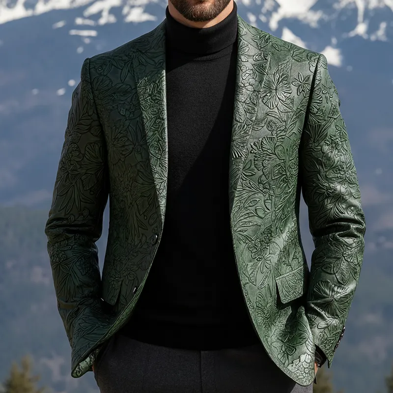 Men's Vintage Casual Faux Leather Embossed Blazer MTA2909I8TO sold by Manly product image thumbnail 2