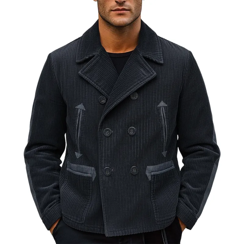 Men's Vintage Patchwork Corduroy Lapel Multi-pocket Blazer MTA3058I6X sold by Manly