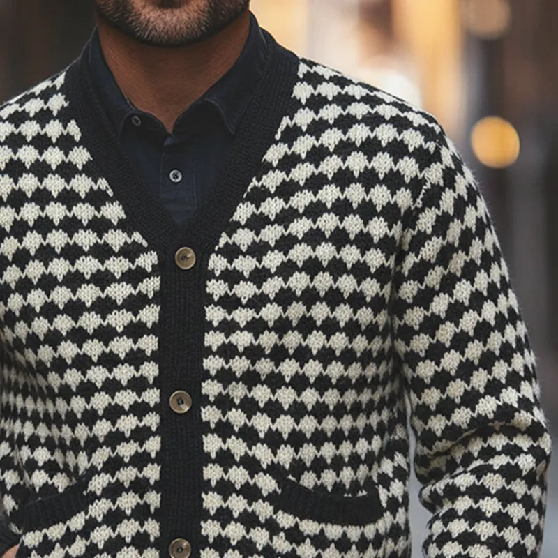 Men's Casual Jacquard Knitted V-neck Cardigan MTA3000I8X sold by Manly product image thumbnail 4