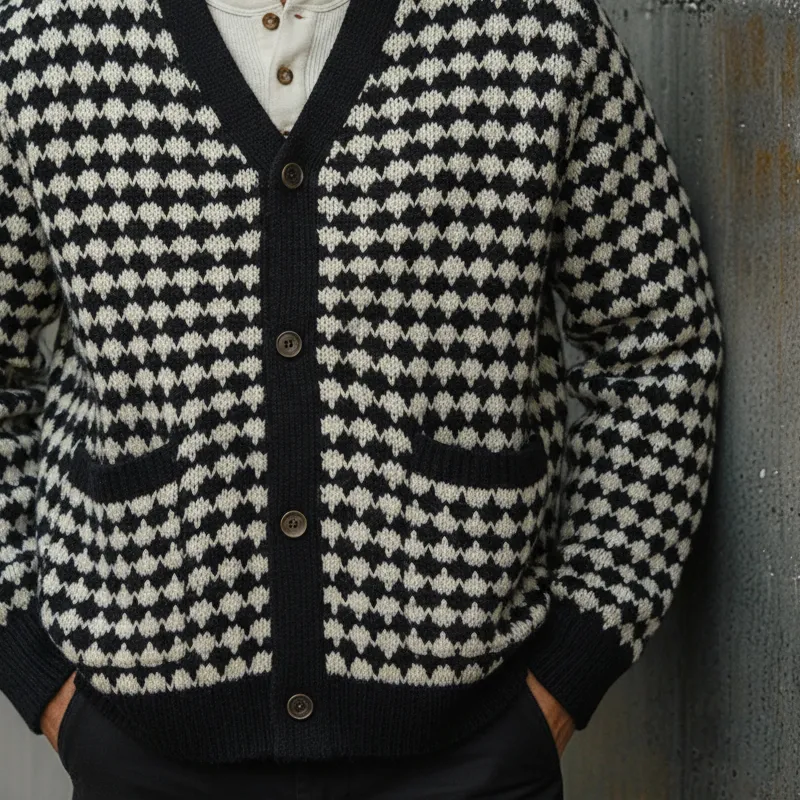 Men's Casual Jacquard Knitted V-neck Cardigan MTA3000I8X sold by Manly product image thumbnail 2