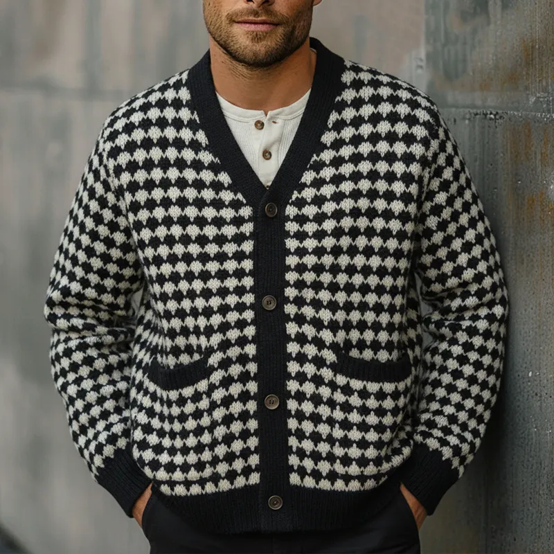 Men's Casual Jacquard Knitted V-neck Cardigan MTA3000I8X sold by Manly product image thumbnail 5