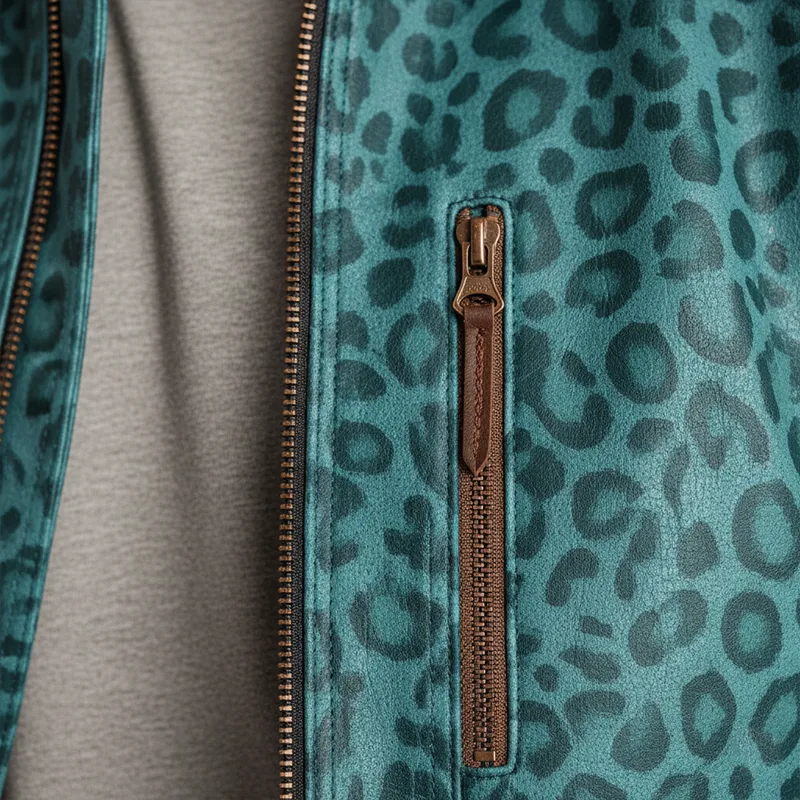 Men's Retro Glossy Suede Leopard Print PU Leather Jacket MTA3036I3P sold by Manly product image thumbnail 5