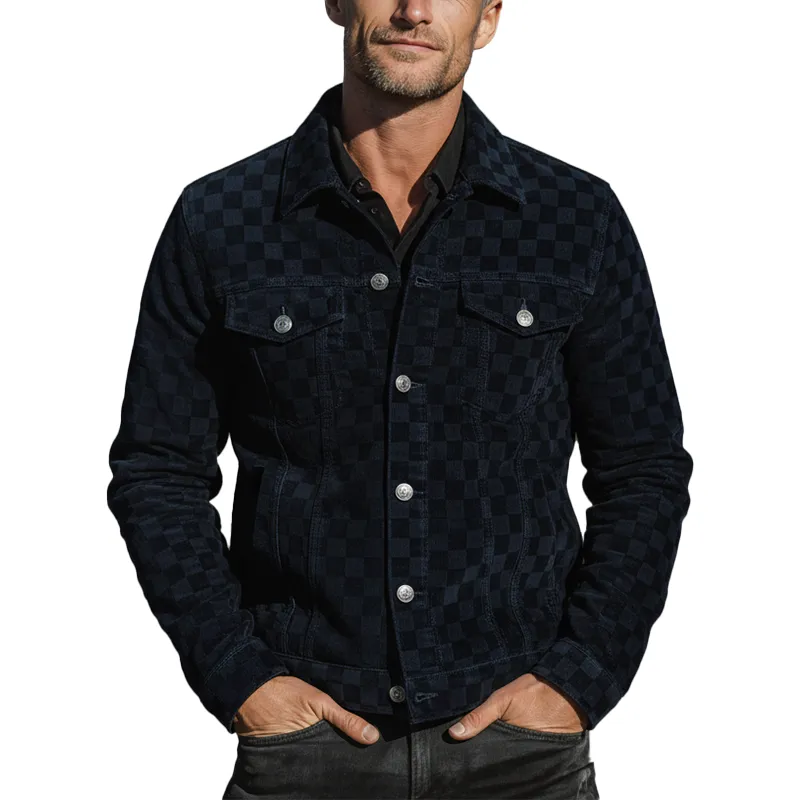 Men's Classic Vintage 3D Checkered Corduroy Jacket MTA3093I4P sold by Manly