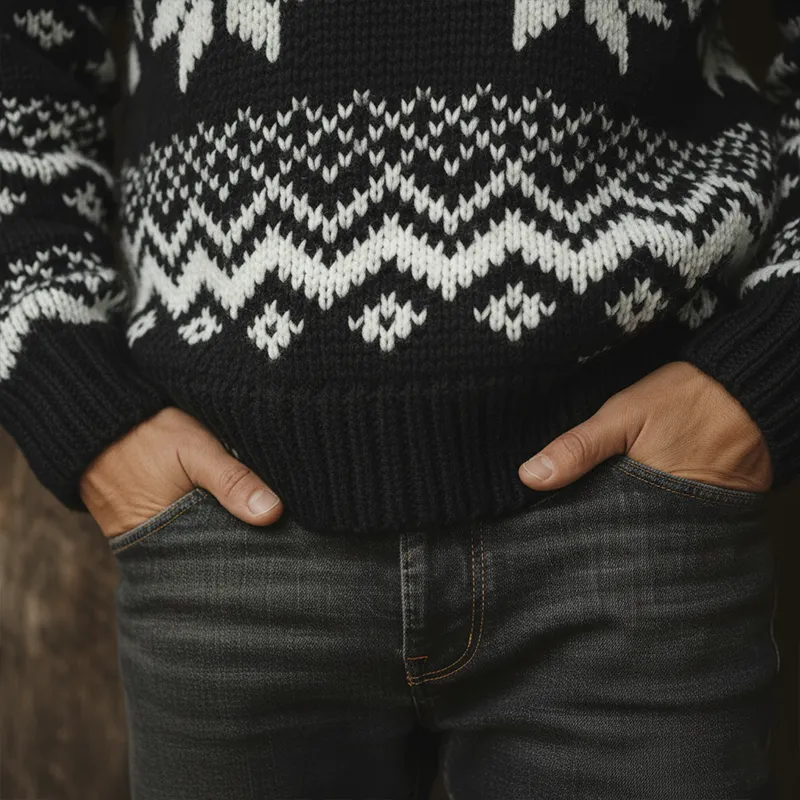 Men's Stylish Winter Fair Isle-style Knitted Jacquard Cotton Sweater MTA3065I5P sold by Manly product image thumbnail 3