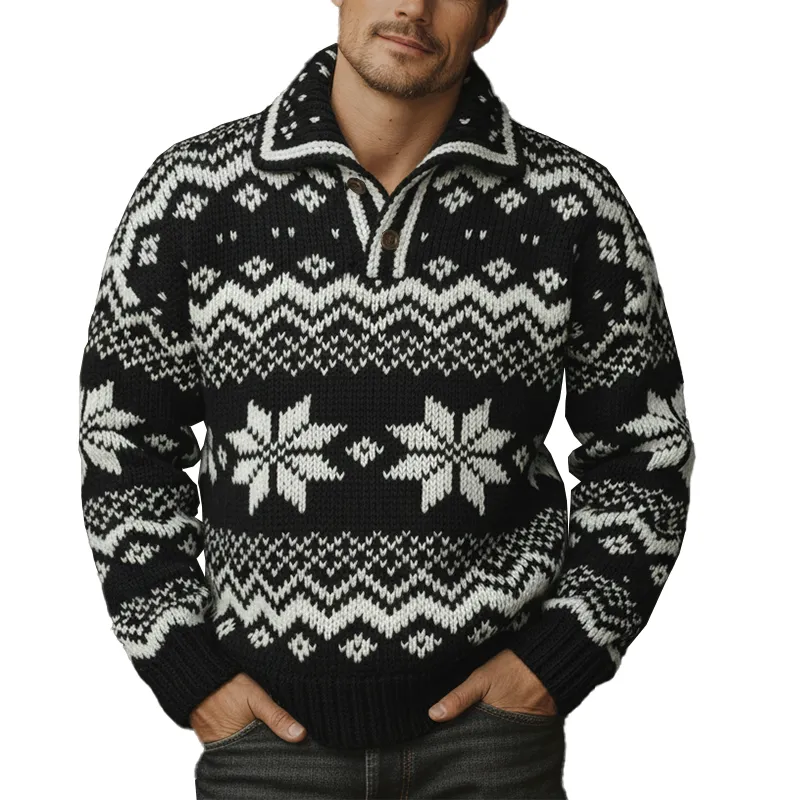 Men's Stylish Winter Fair Isle-style Knitted Jacquard Cotton Sweater MTA3065I5P sold by Manly