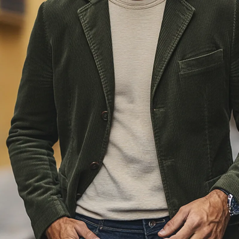 Men's Vintage Solid Color Corduroy Lapel Blazer MTA3094I7X sold by Manly product image thumbnail 2