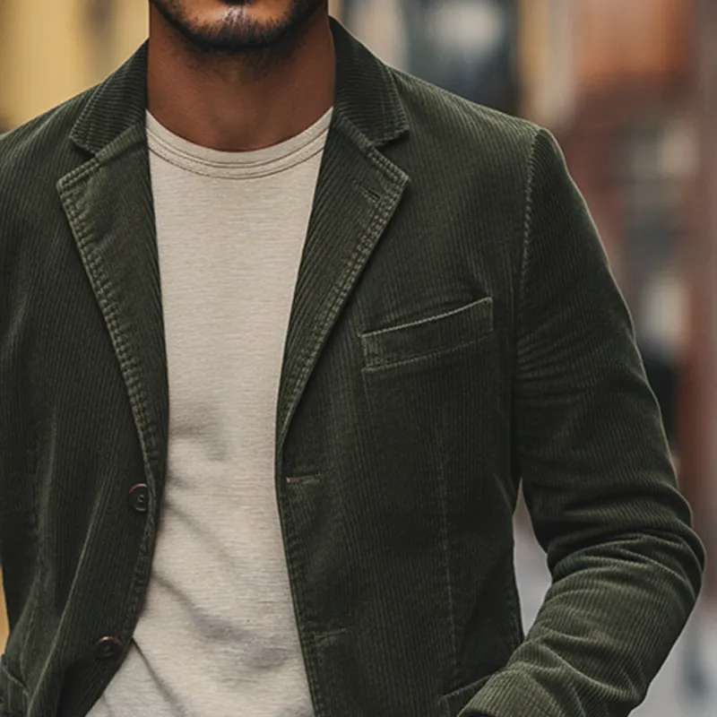 Men's Vintage Solid Color Corduroy Lapel Blazer MTA3094I7X sold by Manly product image thumbnail 4