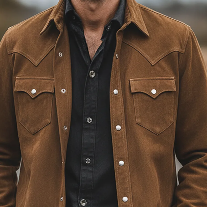 Men's Vintage Faux Suede Western Cowboy Style Long Sleeve Shirt MTA3004I2X sold by Manly product image thumbnail 3