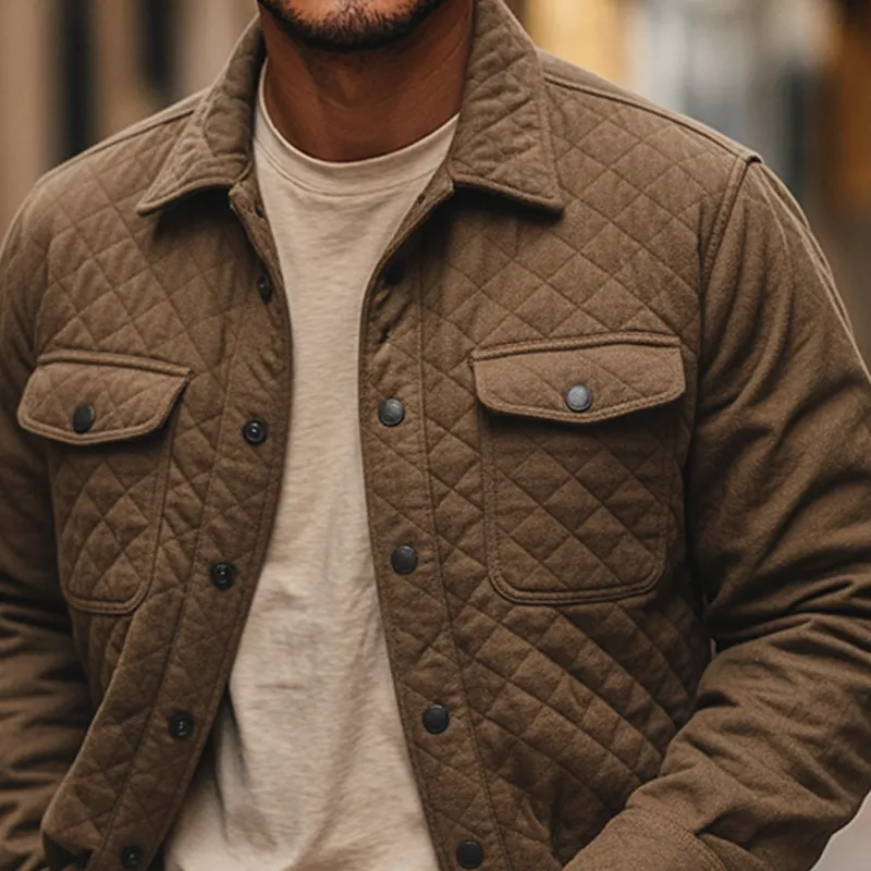 Men's Casual Solid Color Quilted Lapel Jacket MTA3084I1X sold by Manly product image thumbnail 3