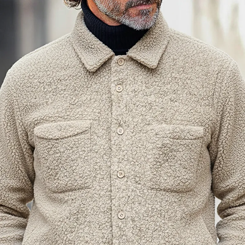 Men's Solid Color Casual Polar Fleece Lapel Multi-Pocket Jacket MTA3050I7X sold by Manly product image thumbnail 2