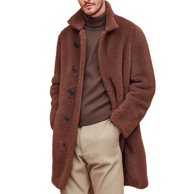 Men's Retro Casual Polar Fleece Warm Mid-Length Coat MTA2379I9TO sold by Manly