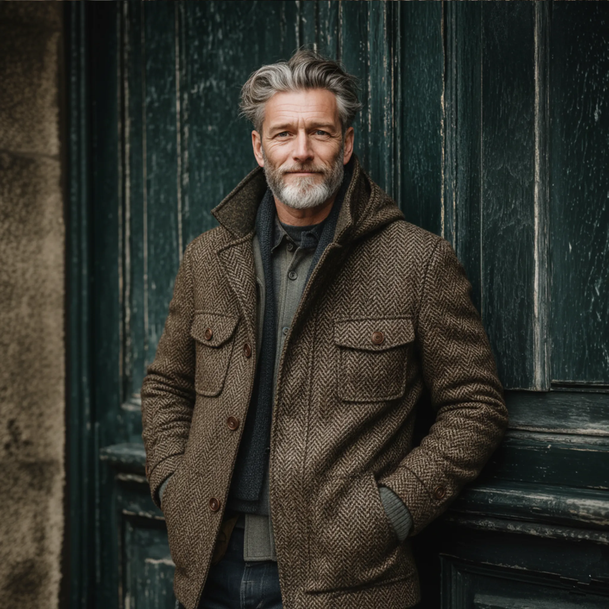 Men's Classic Retro Stand Collar Hooded Multi-pocket Faux Herringbone Wool Jacket MTA2914I3K sold by Manly product image thumbnail 4