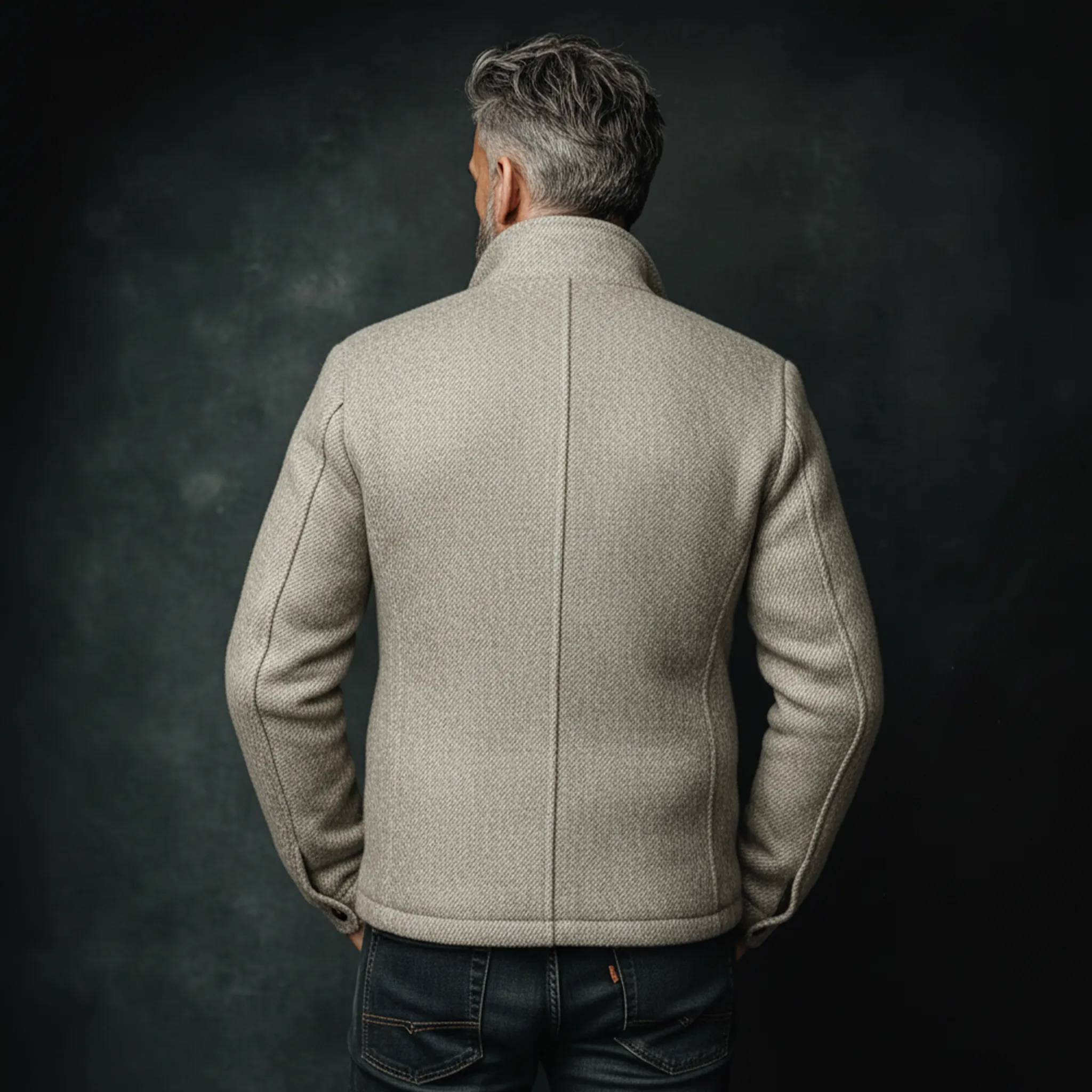 Men's Classic Retro Stand Collar Multi-pocket Faux Twill Woolen Jacket MTA2919I4K sold by Manly product image thumbnail 5