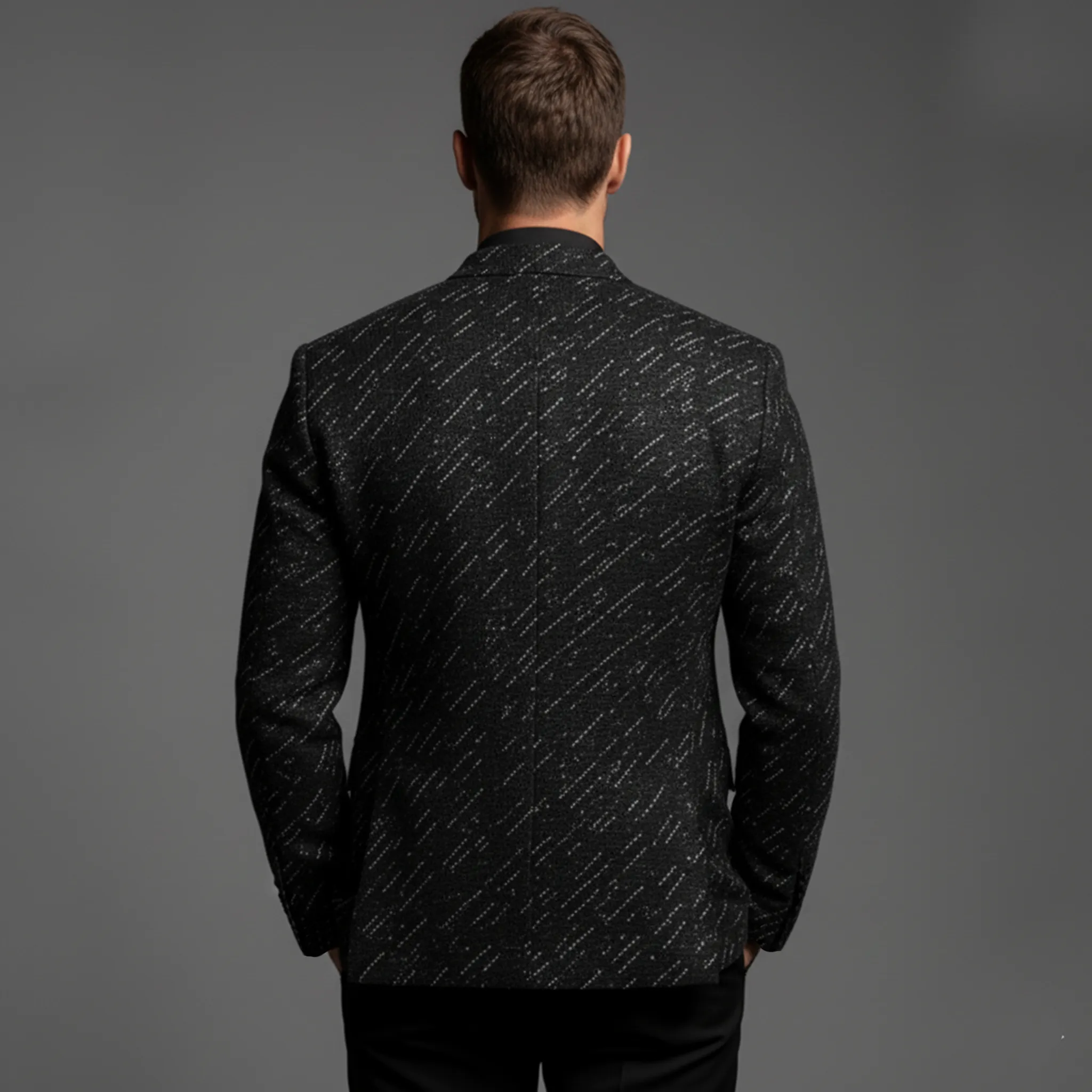 Men's Classic Business Stand Collar Faux Texture Woolen Slim Jacket MTA2947I5K sold by Manly product image thumbnail 4