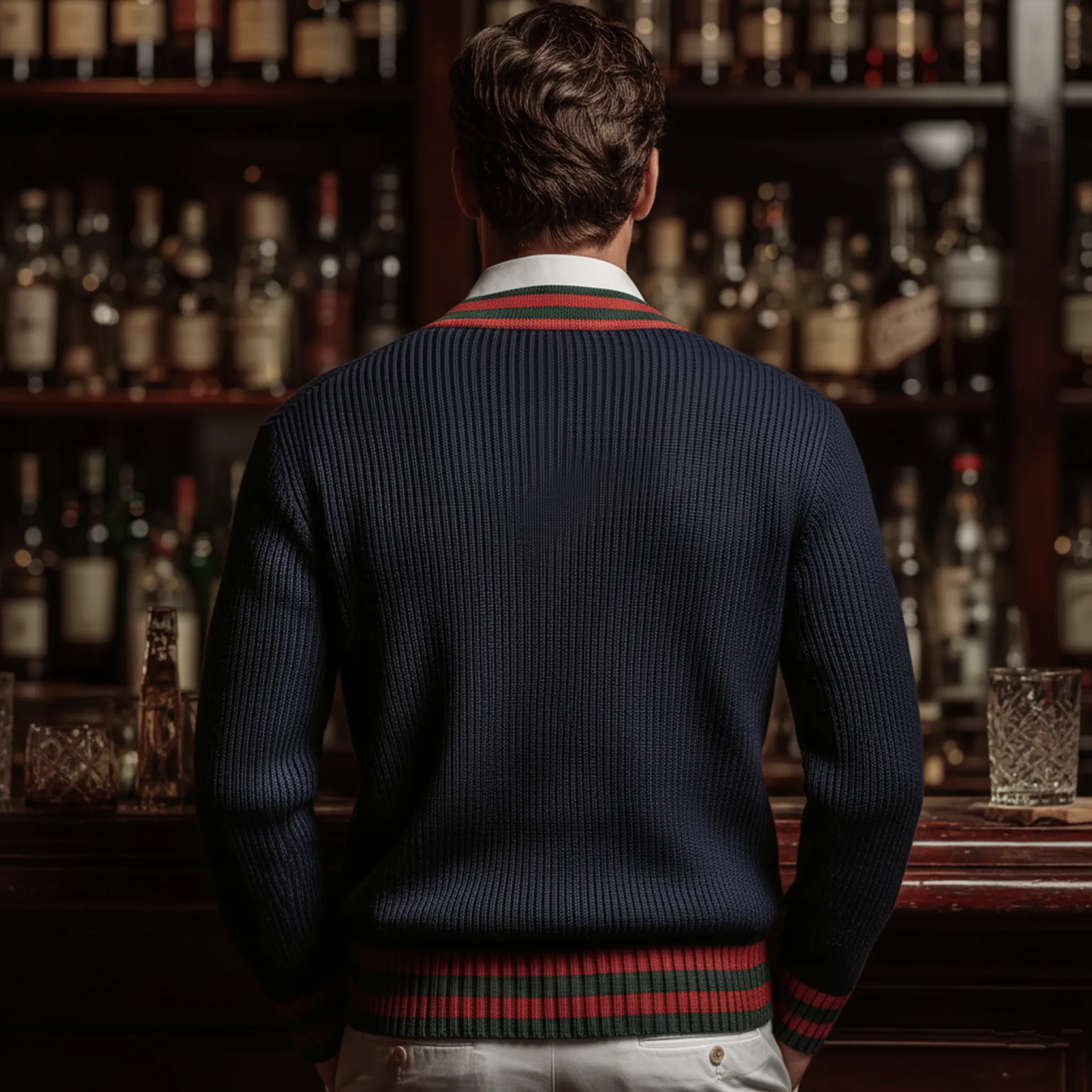 Men's Classic Casual Contrast Color Stitching Slim Fit Knitted Cardigan MTA2994I4K sold by Manly product image thumbnail 4