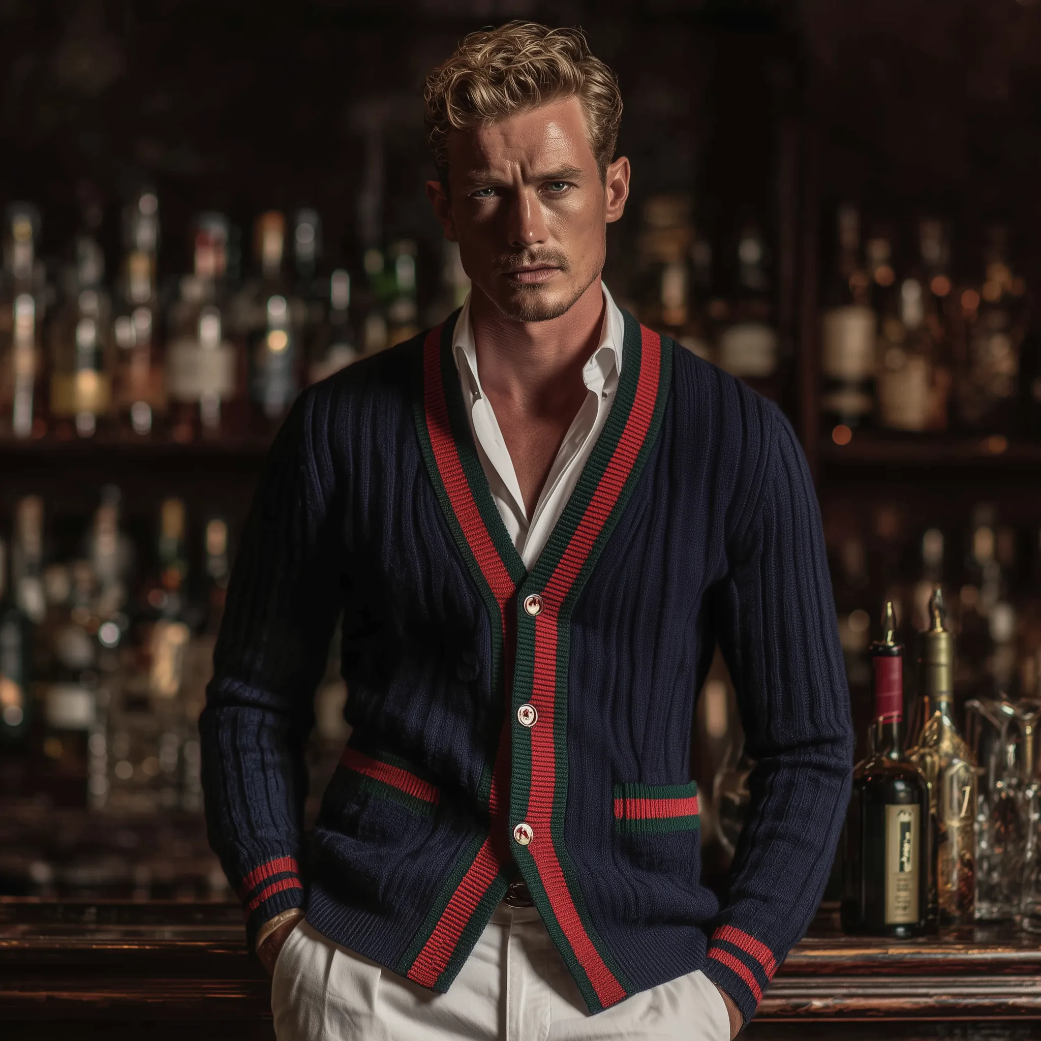 Men's Classic Casual Contrast Color Patchwork Pockets Slim Fit Knitted Cardigan MTA2954I8K sold by Manly product image thumbnail 3