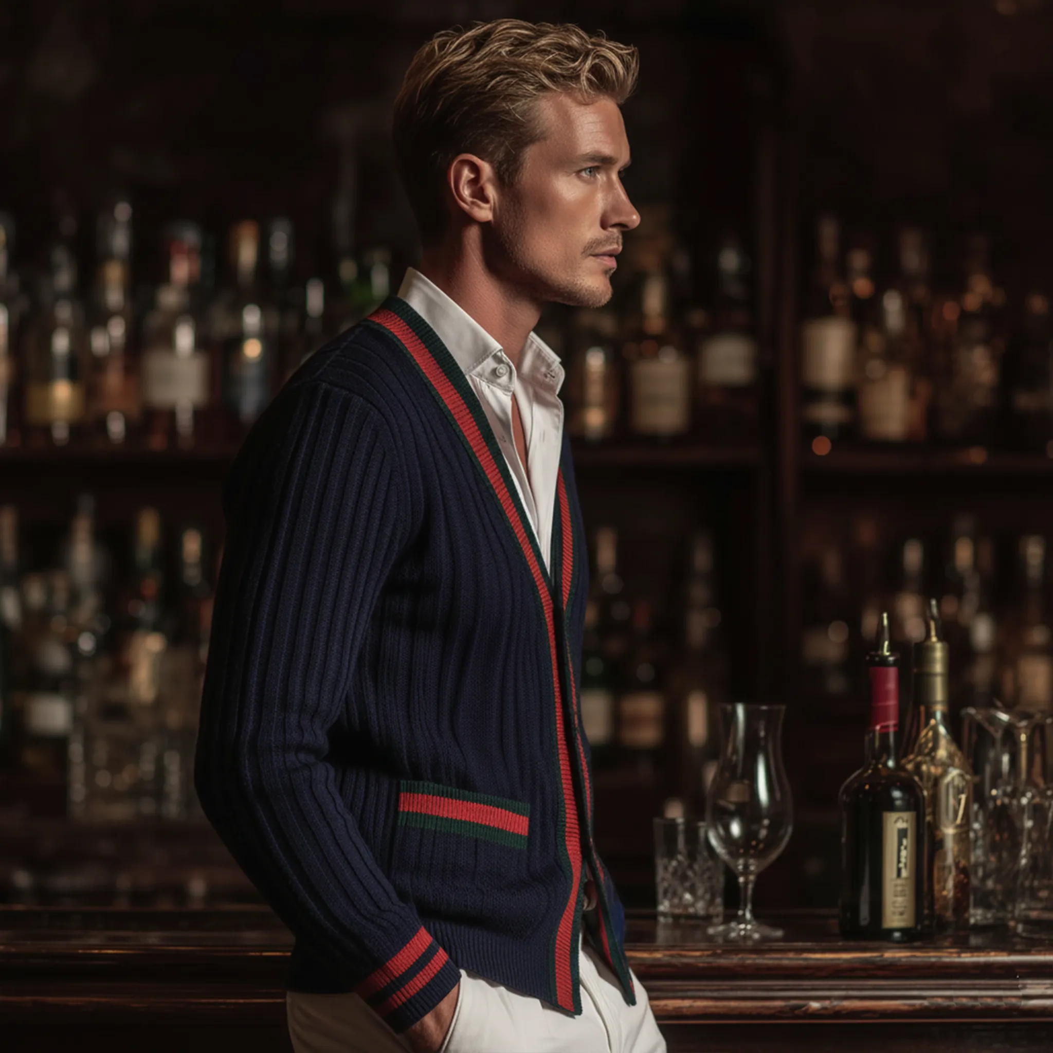 Men's Classic Casual Contrast Color Patchwork Pockets Slim Fit Knitted Cardigan MTA2954I8K sold by Manly product image thumbnail 4