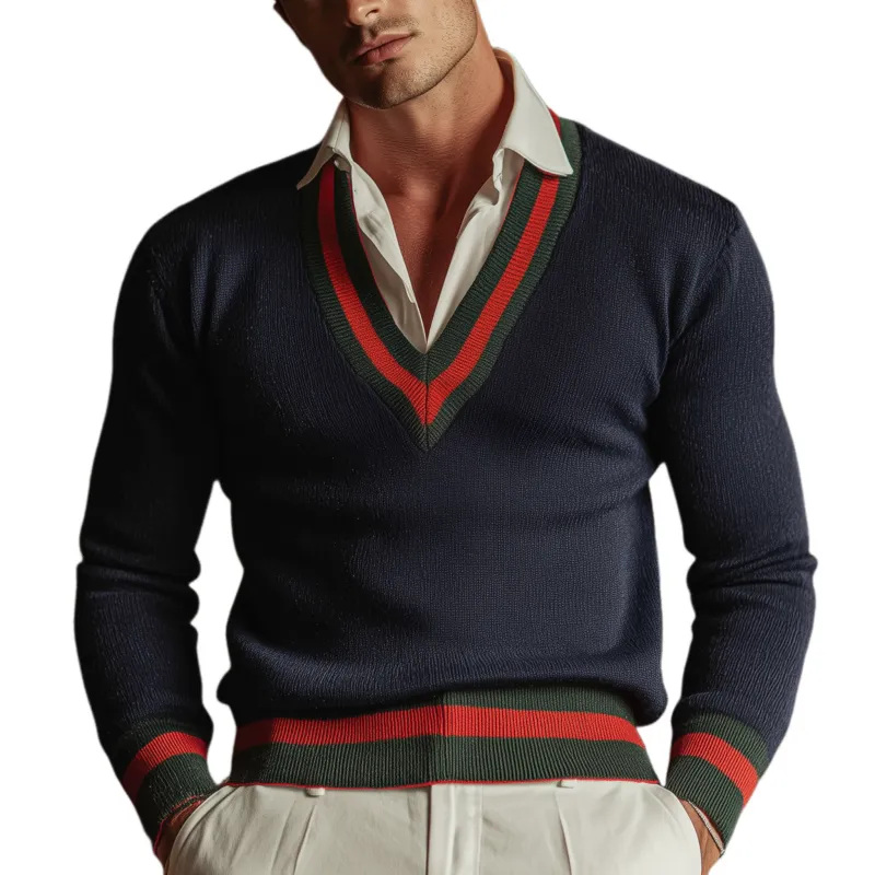 Men's Classic Casual Deep V-Neck Slim Fit Sweater MTA2959I0K sold by Manly
