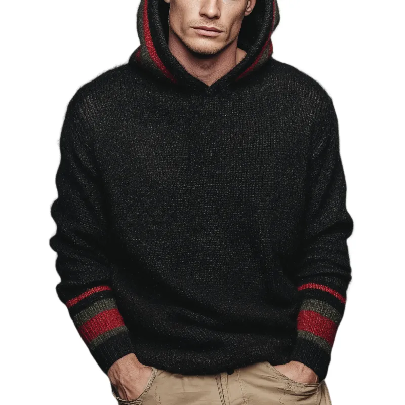 Men's Classic Casual Contrast Striped Hooded Sweater MTA2971I7K sold by Manly