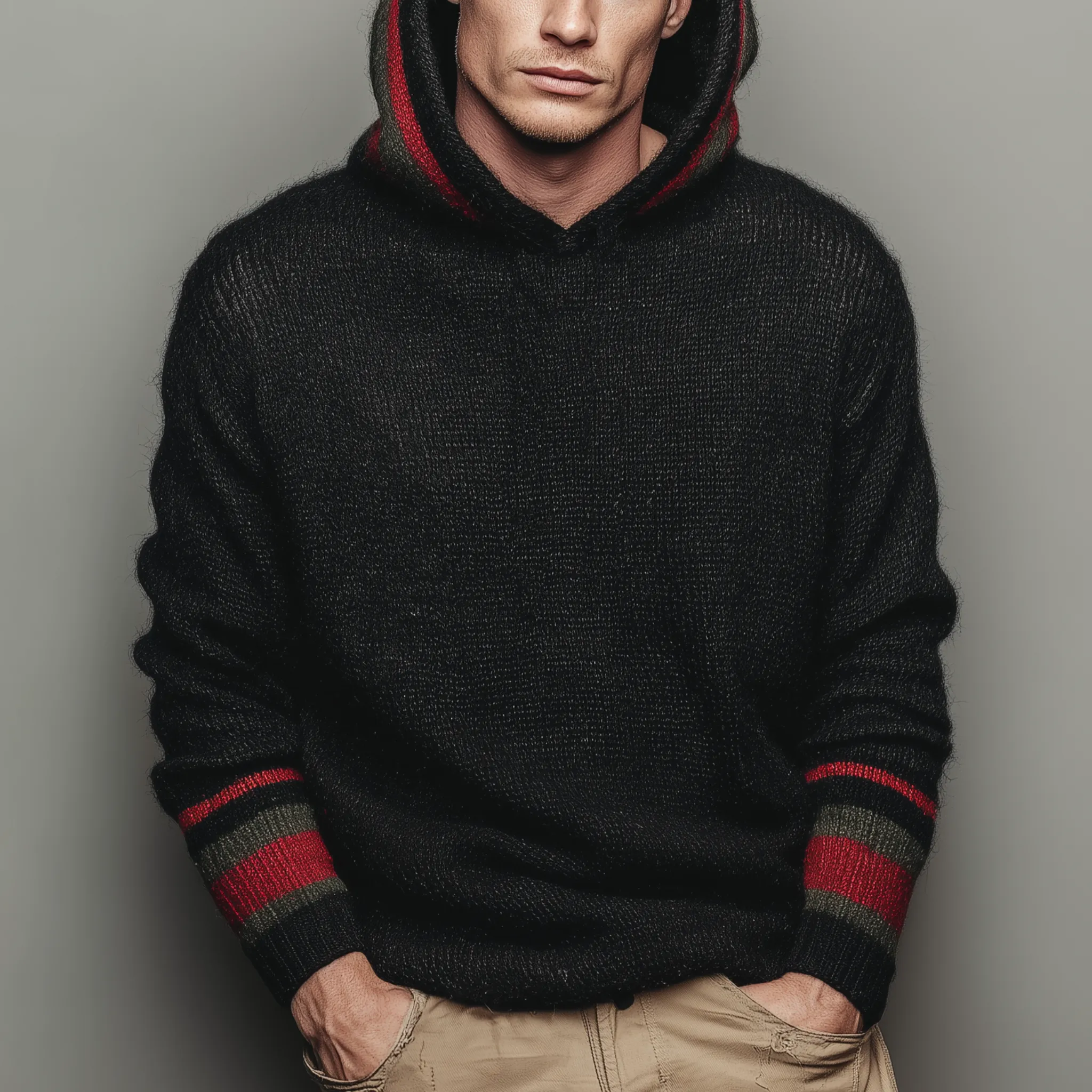 Men's Classic Casual Contrast Striped Hooded Sweater MTA2971I7K sold by Manly product image thumbnail 2