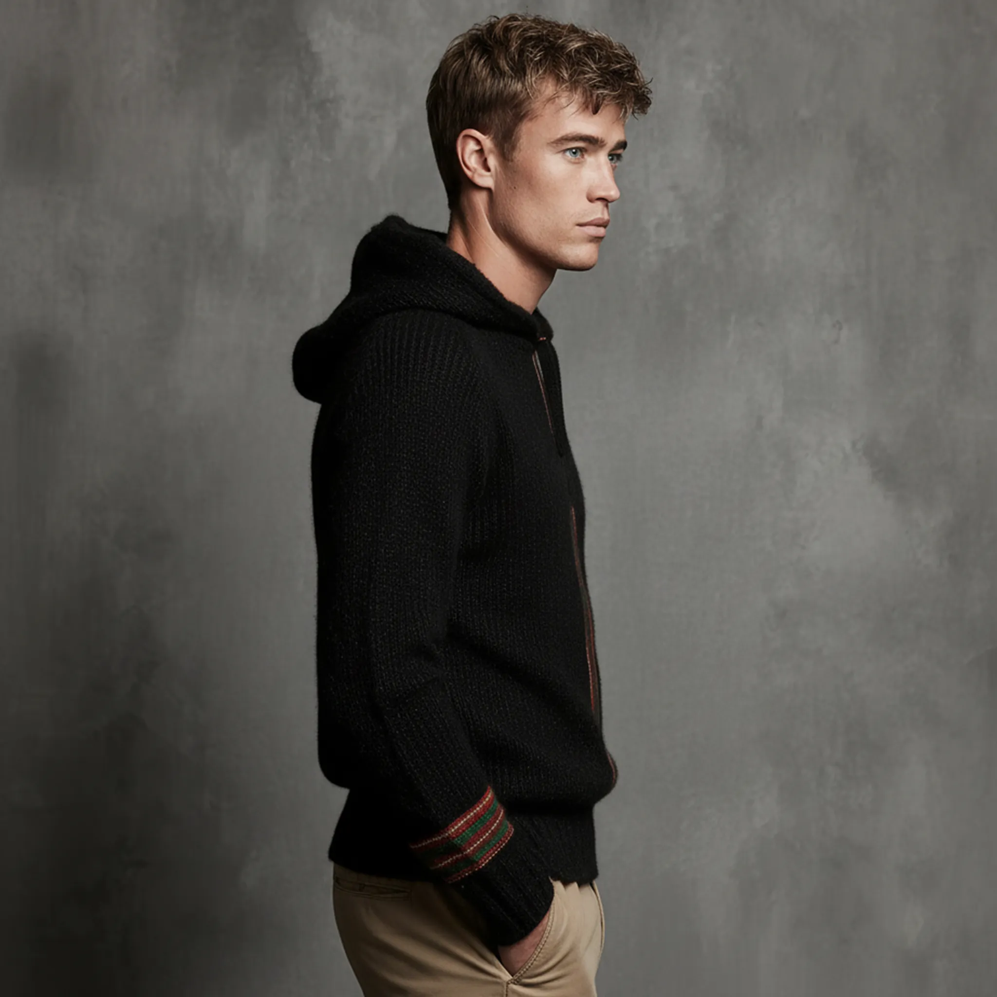 Men's Classic Casual Contrast Striped Hooded Sweater MTA2974I6K sold by Manly product image thumbnail 4