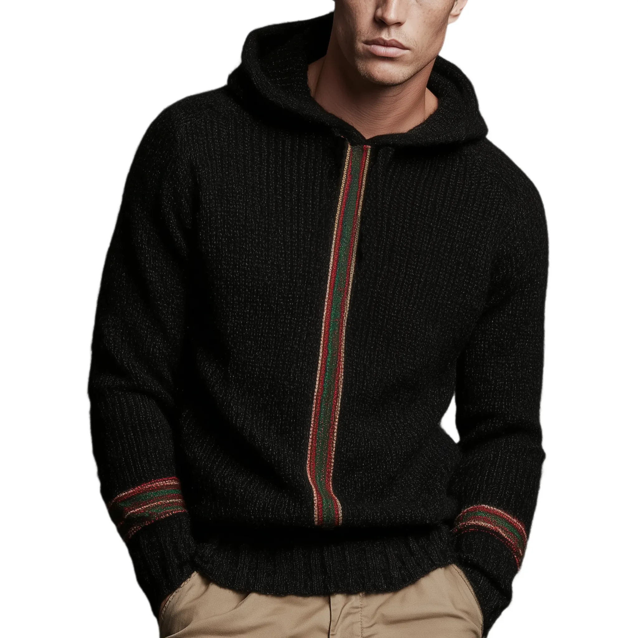 Men's Classic Casual Contrast Striped Hooded Sweater MTA2974I6K sold by Manly