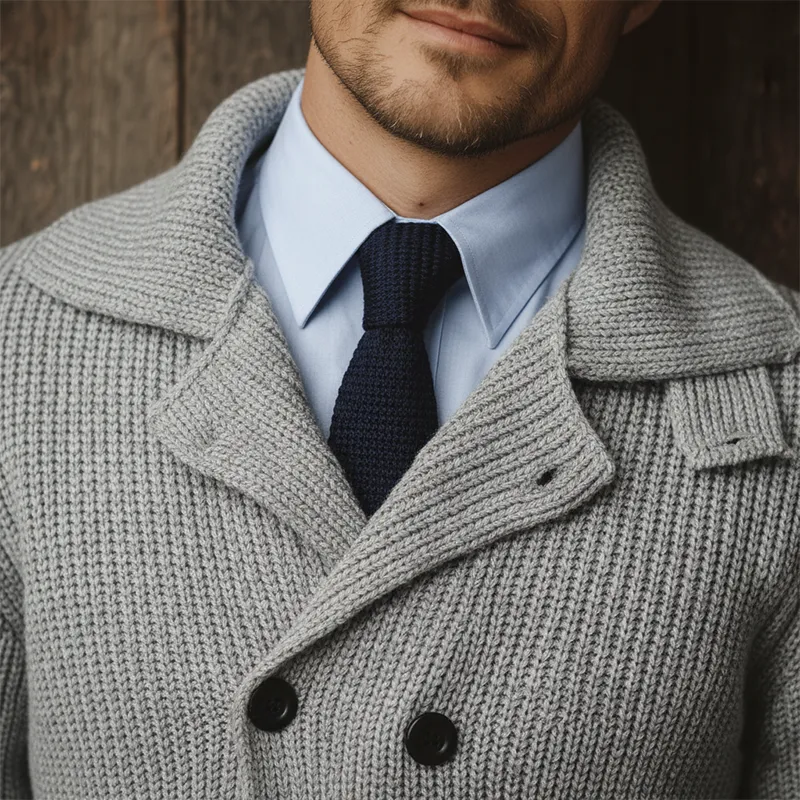 Men's Autumn And Winter Fashion Double-breasted Lapel Cotton Yarn Knitted Sweater MTA2808I5P sold by Manly product image thumbnail 5