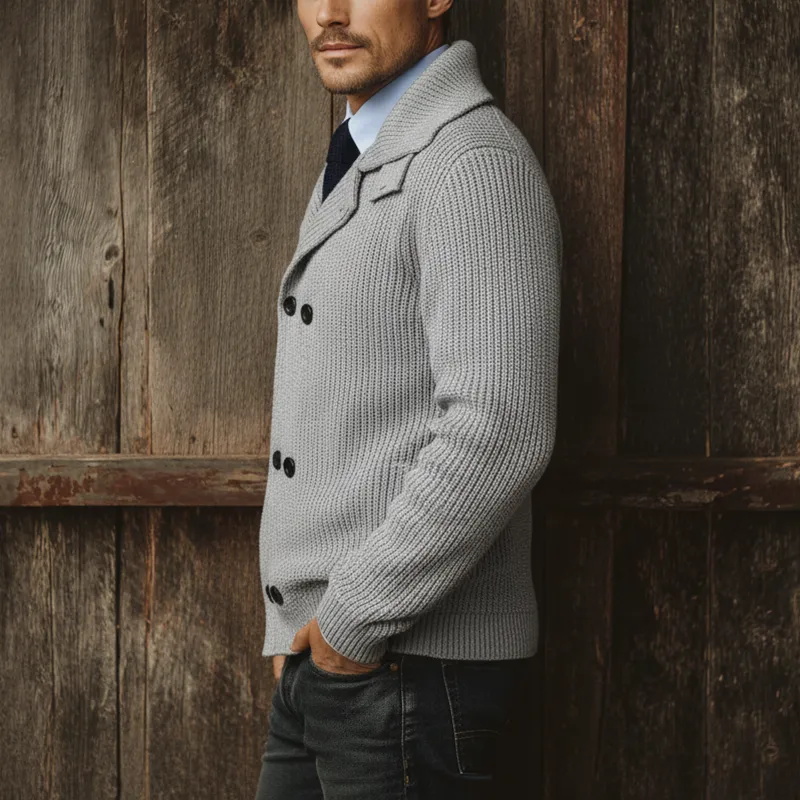 Men's Autumn And Winter Fashion Double-breasted Lapel Cotton Yarn Knitted Sweater MTA2808I5P sold by Manly product image thumbnail 4