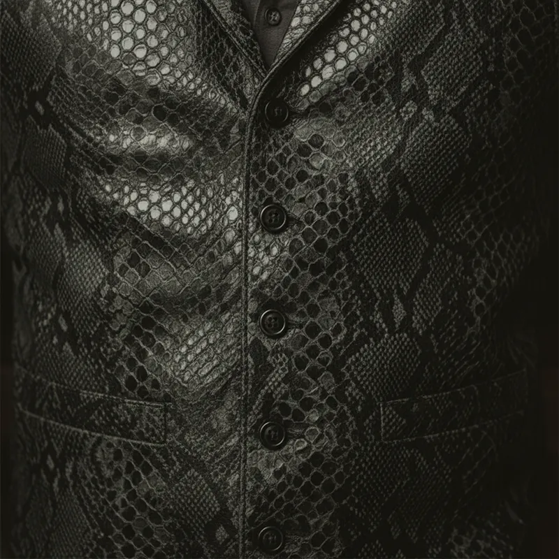Men's Vintage Snake-Print PU Leather Vest MTA2951I5P sold by Manly product image thumbnail 4