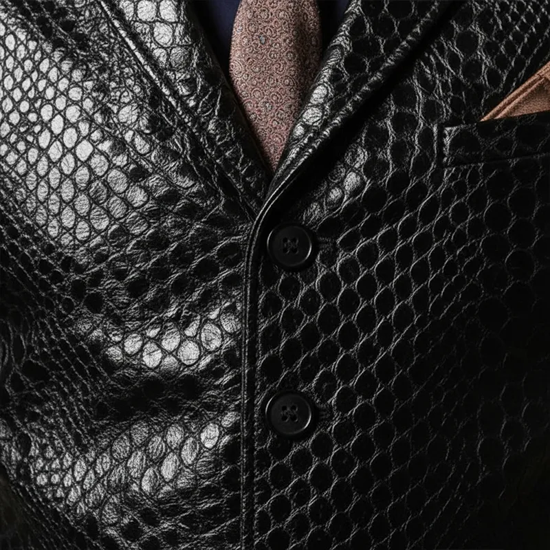 Men's Vintage Snake-Print PU Leather Vest MTA2942I2P sold by Manly product image thumbnail 3